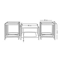 طقم طاولات خدمة 5 قطع من الراتان والزجاج