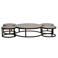 طقم طاولات خدمة دائرية 5 قطع خشبي بني