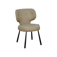 كرسي مفرد جلد بأرجل معدنية كافيه