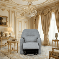 كرسي استرخاء فخم هزاز دوار قماشي مودرن رمادي غامق