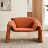 كرسي مفرد مودرن قماشي بهيكل خشبي برتقالي