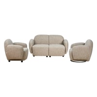 طقم كنب 2 مقعد فاخر مع كرسيين دوار وثابت كافيه