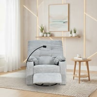 كرسي استرخاء فخم هزاز دوار مع حامل جوال رمادي