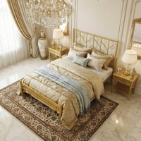 هيكل سرير معدني ذهبي 90×190 سم