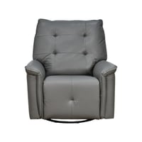 كرسي استرخاء فخم هزار دوار جلد بتصميم عصري رمادي