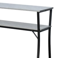 مدخل أستقبال خشبي 2 دور بهيكل معدني رمادي