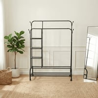 علاقة ملابس معدنية مودرن بأرفف تخزين أسود 110 سم