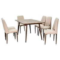 طاولة طعام خشبية 6 كراسي بيج