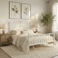 هيكل سرير معدني أبيض 200×140 سم