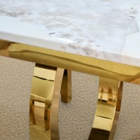 طاولة طعام رخام مع أرجل معدنية 6 كرسي