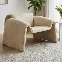 كرسي مفرد مودرن قماشي بهيكل خشبي بيج