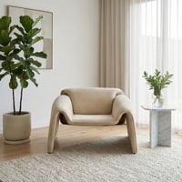 كرسي مفرد مودرن قماشي بهيكل خشبي بيج