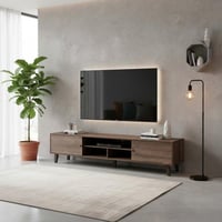وحدة تلفاز مودرن خشبية بني 200 سم