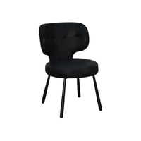 كرسي مفرد جلد بأرجل معدنية أسود