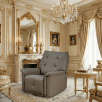 كرسي استرخاء فخم هزار دوار جلد بتصميم عصري بني