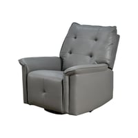 كرسي استرخاء فخم هزار دوار جلد بتصميم عصري رمادي