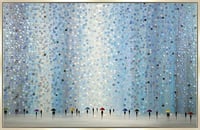 لوحة جدارية بتداخل ألوان زرقاء