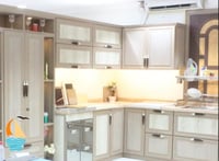 مطبخ المنيوم قطاع خاص مع درف دبل صاج مع سطح رخام ص...