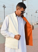 سديري جوخ لون ابيض - بني