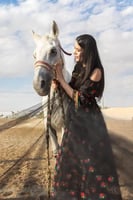 فستان شمل طراز شالكي - اسود