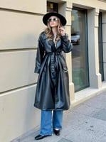 جاكت شتوي جلد بني غامق