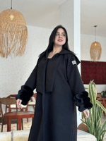 فروة نسائية شتوية جوخ فاخر مع فرو ناعم