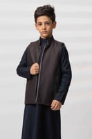 سديري دبل فيس جوخ مع قماش خلية بني xبيج غامق