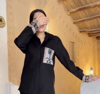 قميص بتطريز السدو - اسود