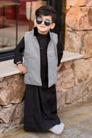 سديري شتوي اطفال لون اسود/رمادي