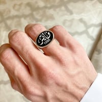 خاتم رجالي فضة عيار 925 بالاسم والتاربخ