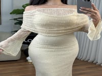 فستان دانتيل ماسك باكمام جذابه