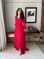 فستان ناعم احمر جورجيت انيق