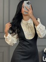 فستان قصير قصير بلون اسود من لوكا فاشن