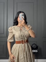 فستان العيد بتطريز فخم وحزام من لوكا فاشن