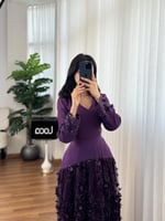 فستان سهره ناعم بتطريز فخم ولون ليلكي من لوكا فاشن