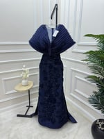 فستان سهره كحلي مطرز