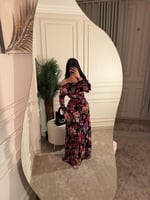 فستان ناعم طويل ماكسي بنقشة زهور أنيقة