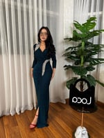 فستان سهره ماسك بلون تركوازي من لوكا فاشن