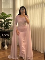 فستان راقي يتطريز لؤلؤي انيق