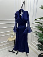 فستان ناعم كحلي لمعه