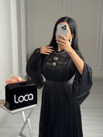 فستان سهره ناعم بلونين اسود وعودي