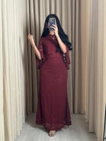 فستان ناعم احمر دانتيل