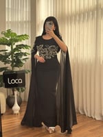 فستان راقي يتطريز لؤلؤي انيق