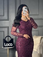 فستان سهره مطرز باكمام