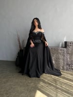 فستان سهره اسود مطرز يدويا