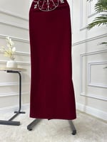 فستان سهره جوخ مطرز لون عودي