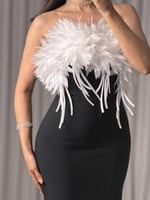 فستان ناعم اسود بريش من الصدر