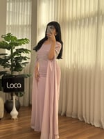 فستان راقي يتطريز لؤلؤي انيق