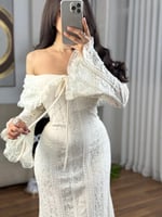 فستان ناعم اوف وايت مناسب للعيد والسهره