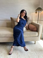 فستان ناعم كحلي جورجيت